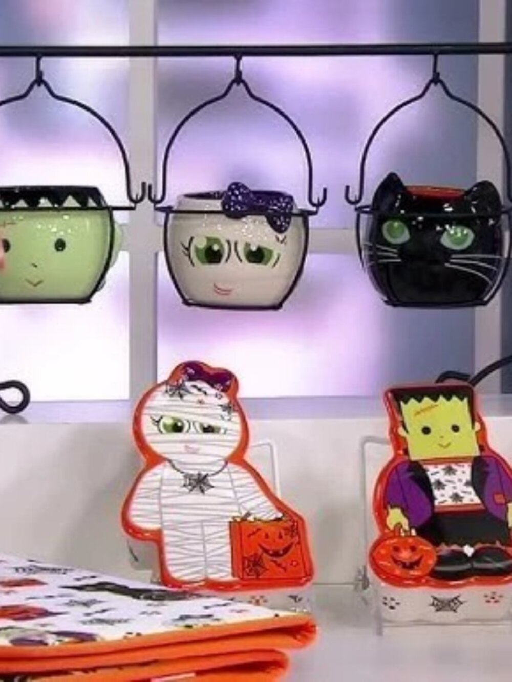 Temp-tations Boofetti 3pc Hanging Ramekins With Holder Condiment Halloween, NWT